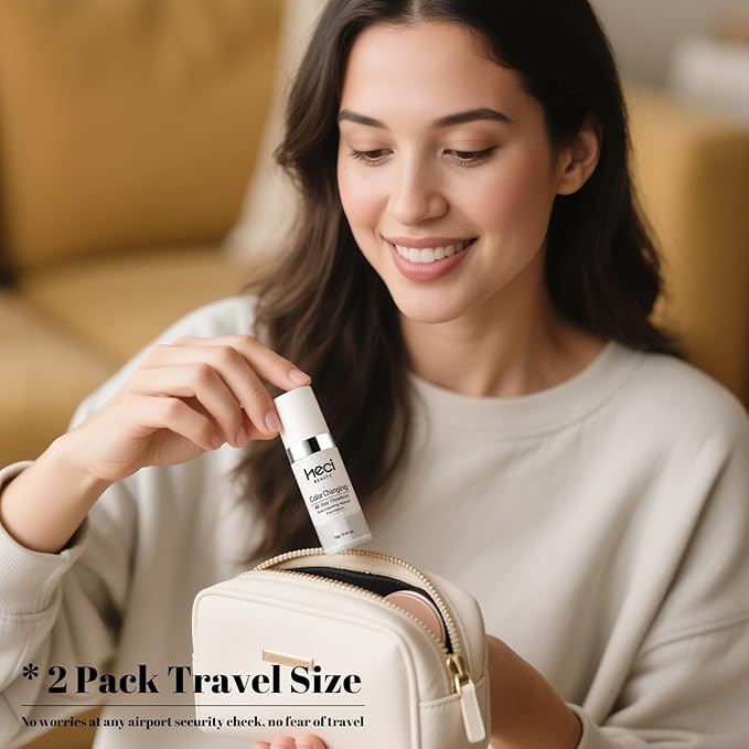 Color Changing Foundation Liquid Base,2 Pack Travel Size,Improves Uneven Skin Tone, Lightweight & Lasting,Make up for Concealer Cover Cream,Nature Finish for All Skin 0.42 oz