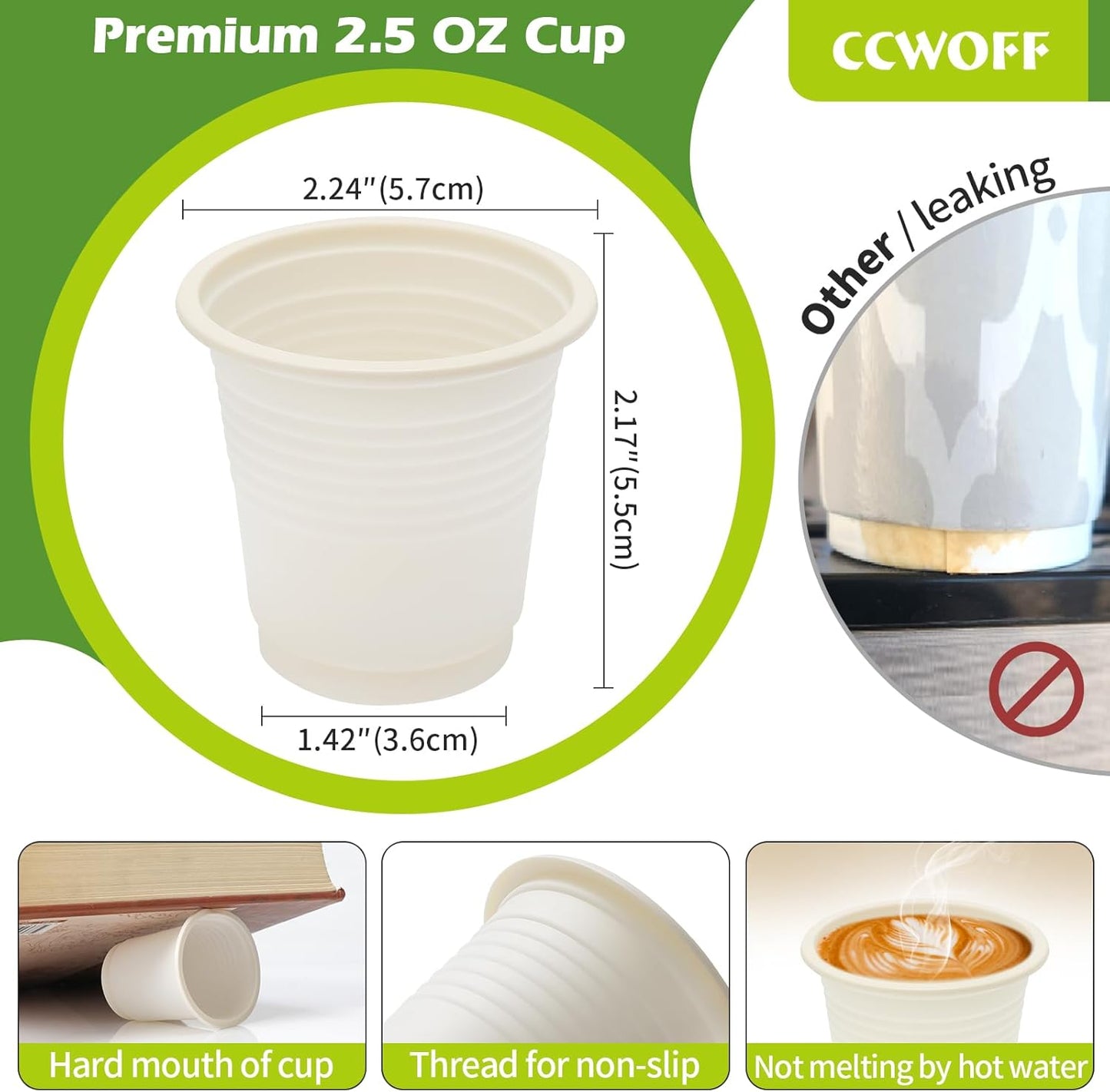 [500 Pack 3 oz Bathroom Cups, 100% Compostable Cups, Biodegradable Eco Friendly Cups, Mouthwash Cups for Rinsing Mouth, Shot Cups Disposable for Tasting, Drinking, Party and Events