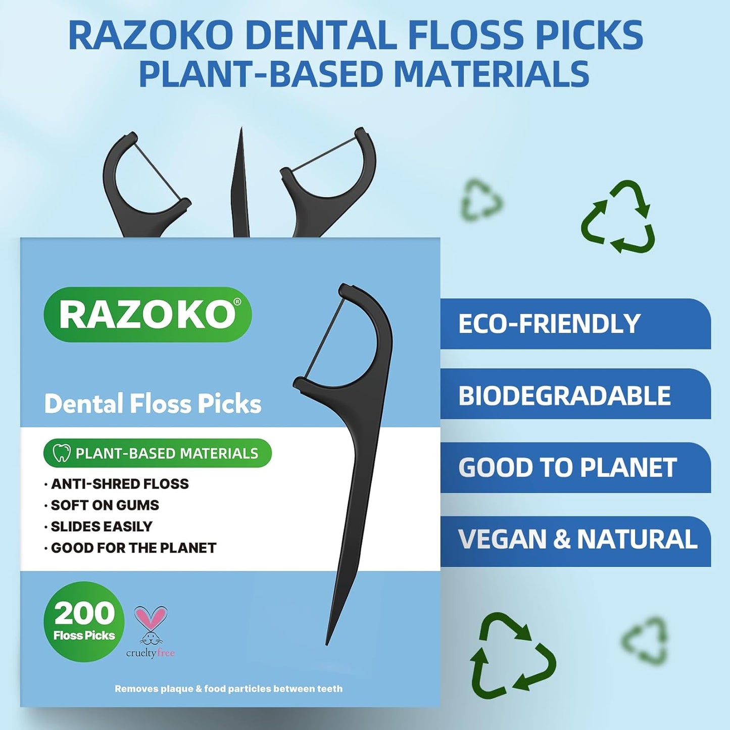 Biodegradable Dental Floss Picks - Easy Glide for Fresh Breath and Healthy Gums