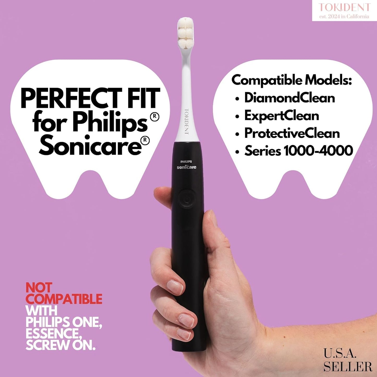 Replacement Brush Heads for Philips Sonicare Electric Brush - Ultra Soft Toothbrush Heads for Sensitive Teeth & Gums - Replacement Head with 10,000 Wave Cut Nano Bristles - 2 Pack - Stealth