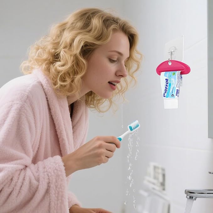 LOVEINUSA Toothpaste Tube Squeezer Dispenser, 4PCS Hanging Tooth Paste Clips Roller Squeezer Holder for Saving Toothpaste Facial Cleanser Creams Paint