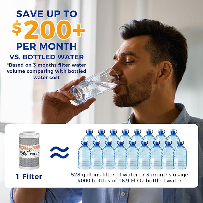 KLLEYNA Pull-Down Faucet-Mount Water Filters - (22 Adapters)Swivel 720° Sink Tap Filtration, Pressurized High Flow 2-Mode Spray, Active Carbon Purifier Reduce Chlorine for Great Taste,Last 528 Gallons