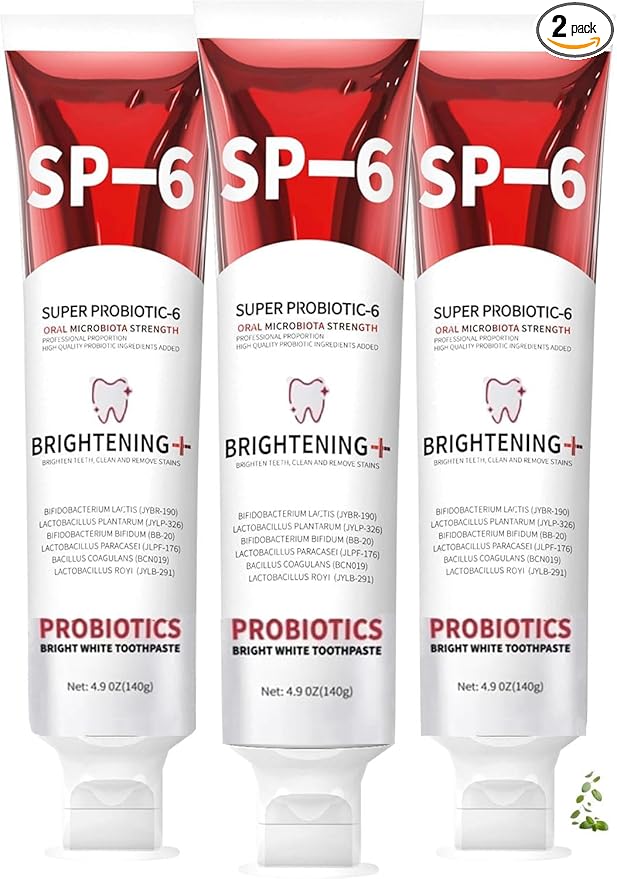 Sp-6 Probiotic Whitening Toothpaste, Sp-6 Ultra Whitening Toothpaste, with a Fluoride Free, Fresh Breath and Mint Flavored Enhancement Formula, Beneficial for Oral Health! 3pc (3)