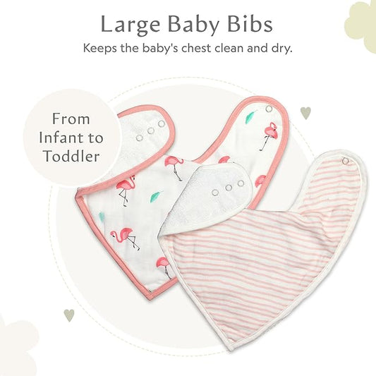 Bamboo Little Baby Bibs (Pack of 2) - Bibs with Adjustable Snaps- Absorbent Terry Backing