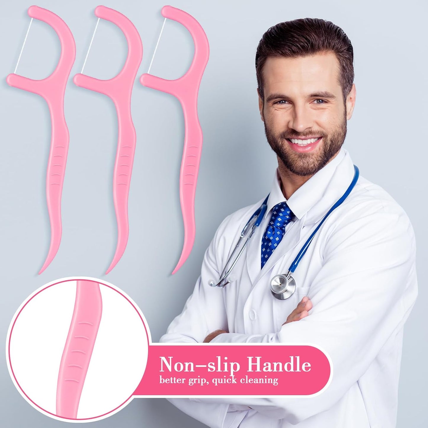 Baderke 200 Count Floss Picks Bulk Non Breakable Tooth Picks Flosser Dental Floss Sticks for Adults Teeth Cleaning Dental Flossers for Family Pack Travel(Pink)