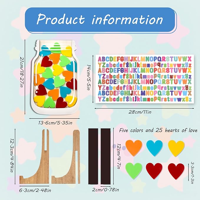 Magnetic Reward Jar System, Personalized Stars Reward Jar for Students Kids Behavior, Magnetic Reward Jar for Classroom Board Behavior Management Home Reward Jar for Boys Girls (Heart)