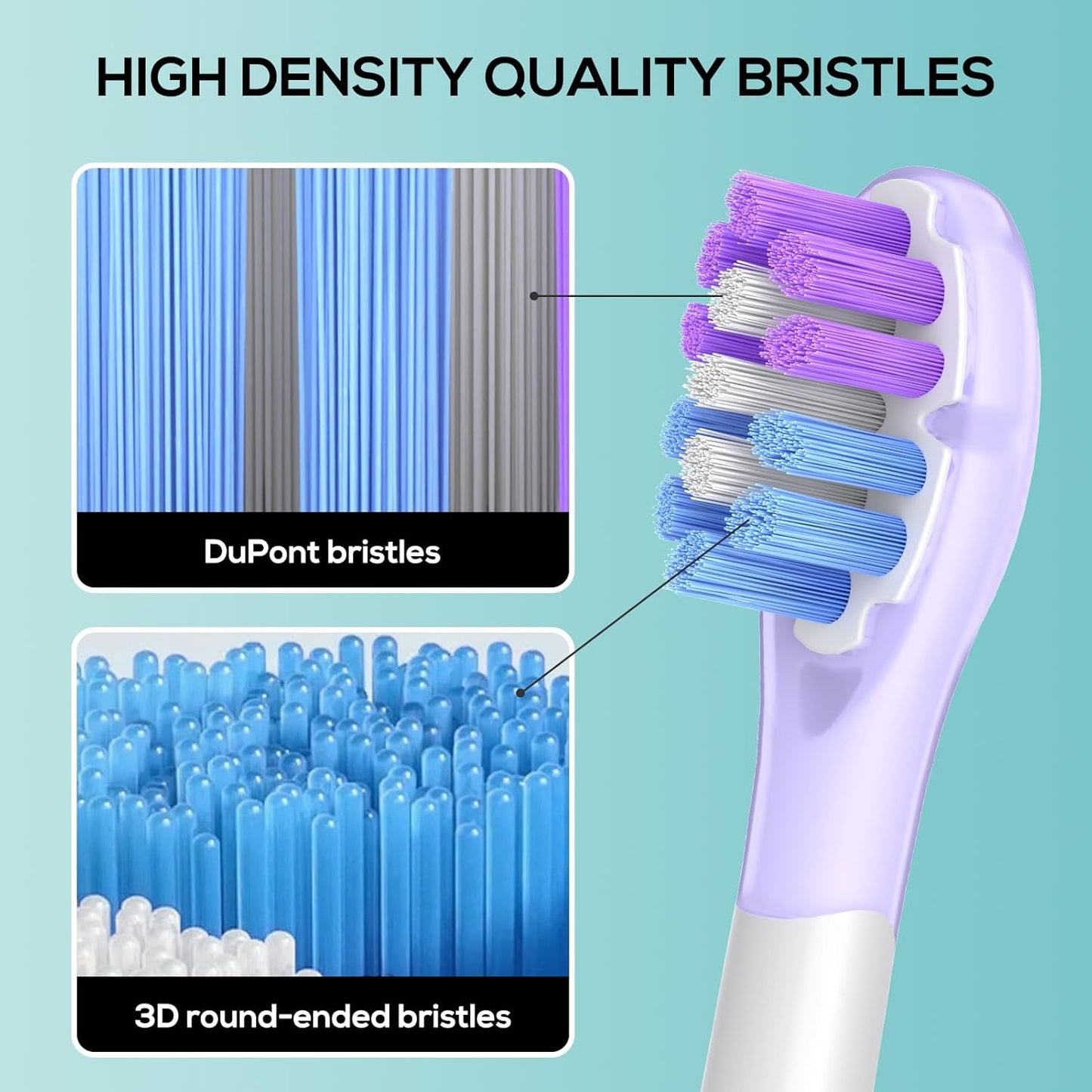 ASYH 4Pcs Replacement Toothbrush Heads Compatible with Philips Sonicare Snap-on Electric Toothbrushes, Medium Soft Brush Heads (Pruple)