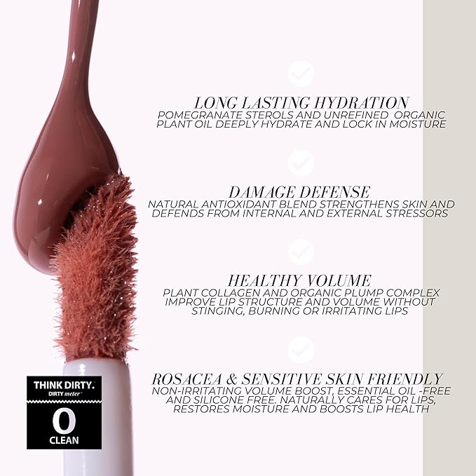 FITGLOW Beauty Lip Colour Serum | Hydrating Lip Gloss | Plumping Anti-Aging Lip Treatment | Natural Shine with Pomegranate Sterols & Collagen | Buildable Color for Dry Chapped Lips | Regal - 10g