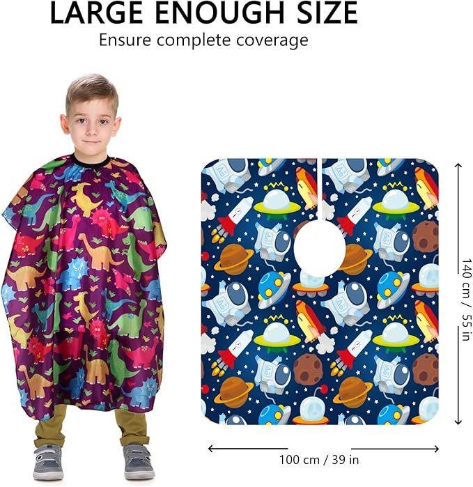 Kids Hair Cutting Cape (2 Pack) Professional Children Salon Barber Apron for Boys and Girls