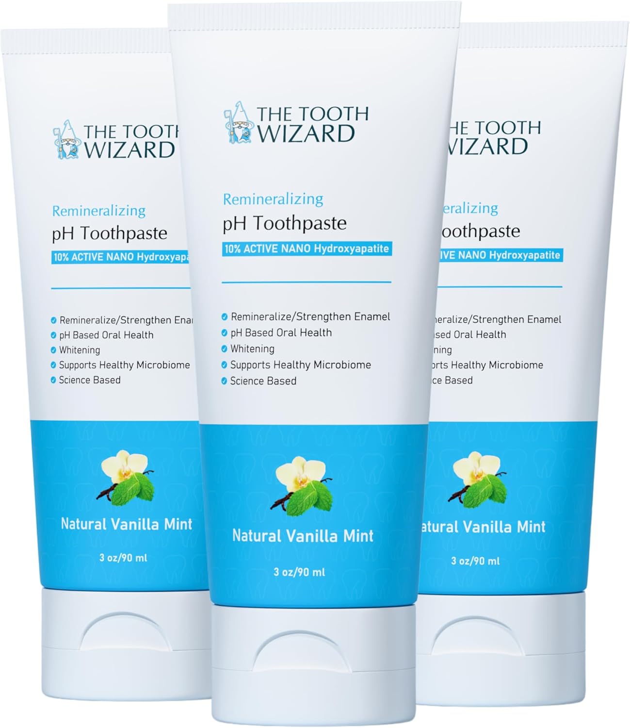 pH Balancing Toothpaste | Natural Vanilla Mint Flavor | Fluoride-Free | SLS-Free | Gentle Whitening | Supports Healthy Oral Microbiome | 3 Pack