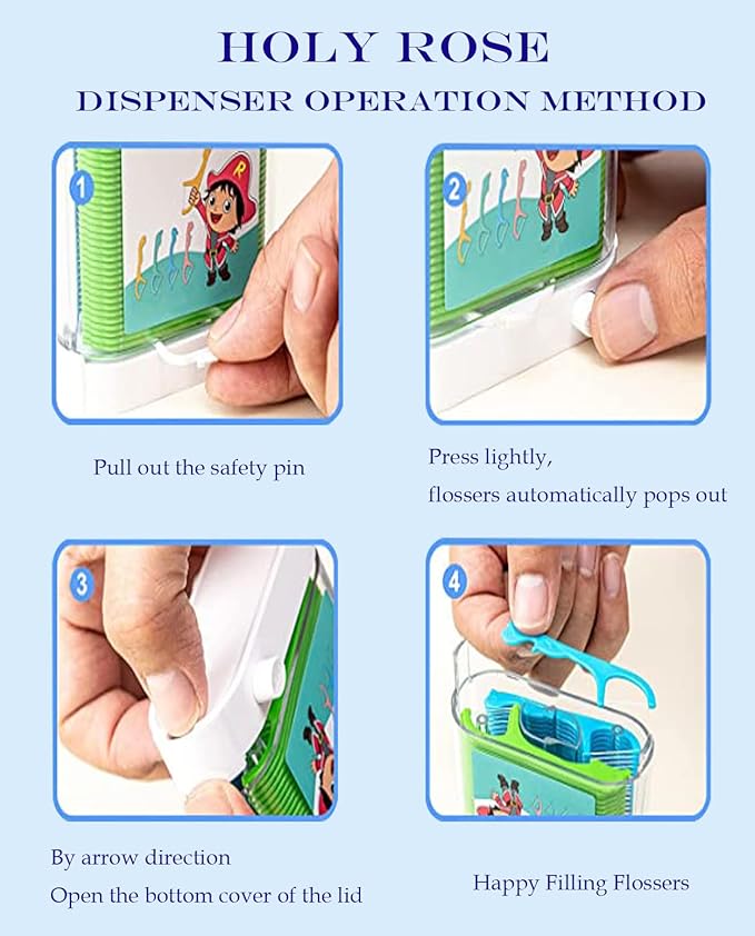 Kids Professional Dental Floss Picks Holy Rose Dental Flossers Dispenser Suitable for Teenagers,Children,Girls,Boys Unflavored Floss Sticks,Neat,Hygienic