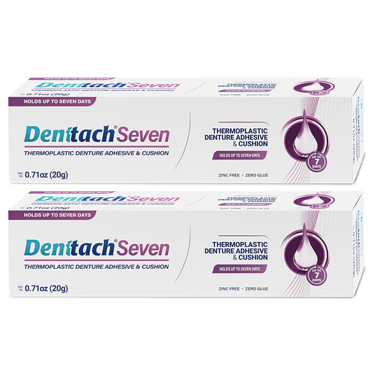 Denture Adhesive, Thermoplastic Denture Adhesive, Cushion and Soft Reliner, Comfortable, Secure Denture Grip for Up to 7 Days, Non Glue, Zinc Free, Long Holding Denture Reliner by Denttach (Pack of 2)