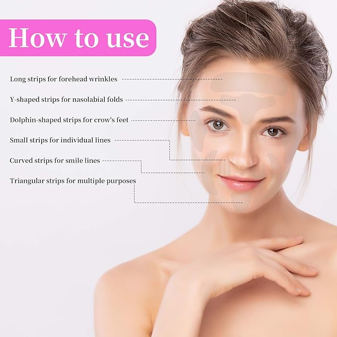 18pcs Facial Wrinkle Patches, Transparent Women Anti Wrinkle Facial Patches Suitable for Forehead Lines Frown Areas Smile Creases and Chin