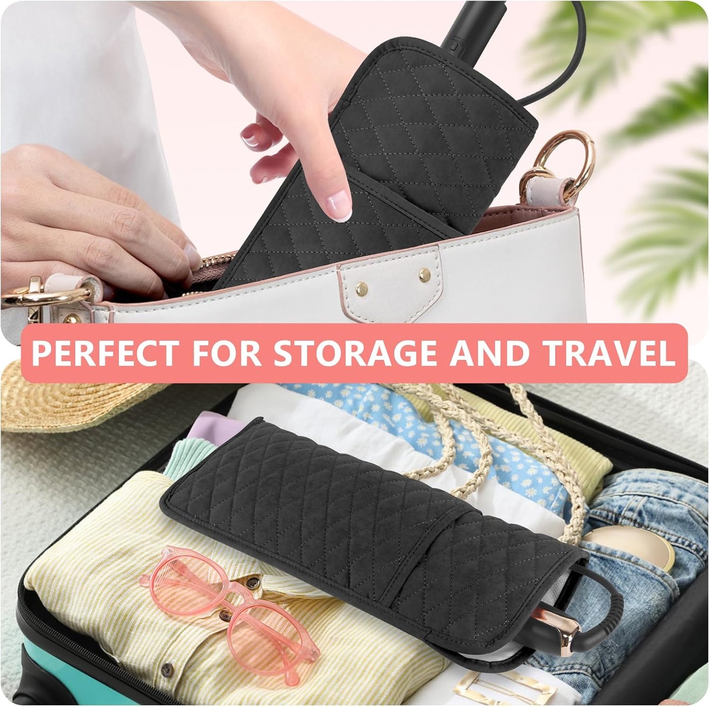 Heat Resistant Hair Tools Organizer Bag Portable Travel Storage Cover Case for Hair Straighteners, Curling Irons, Flat Irons and Hot Styling Tools(13.8" x 5.5")