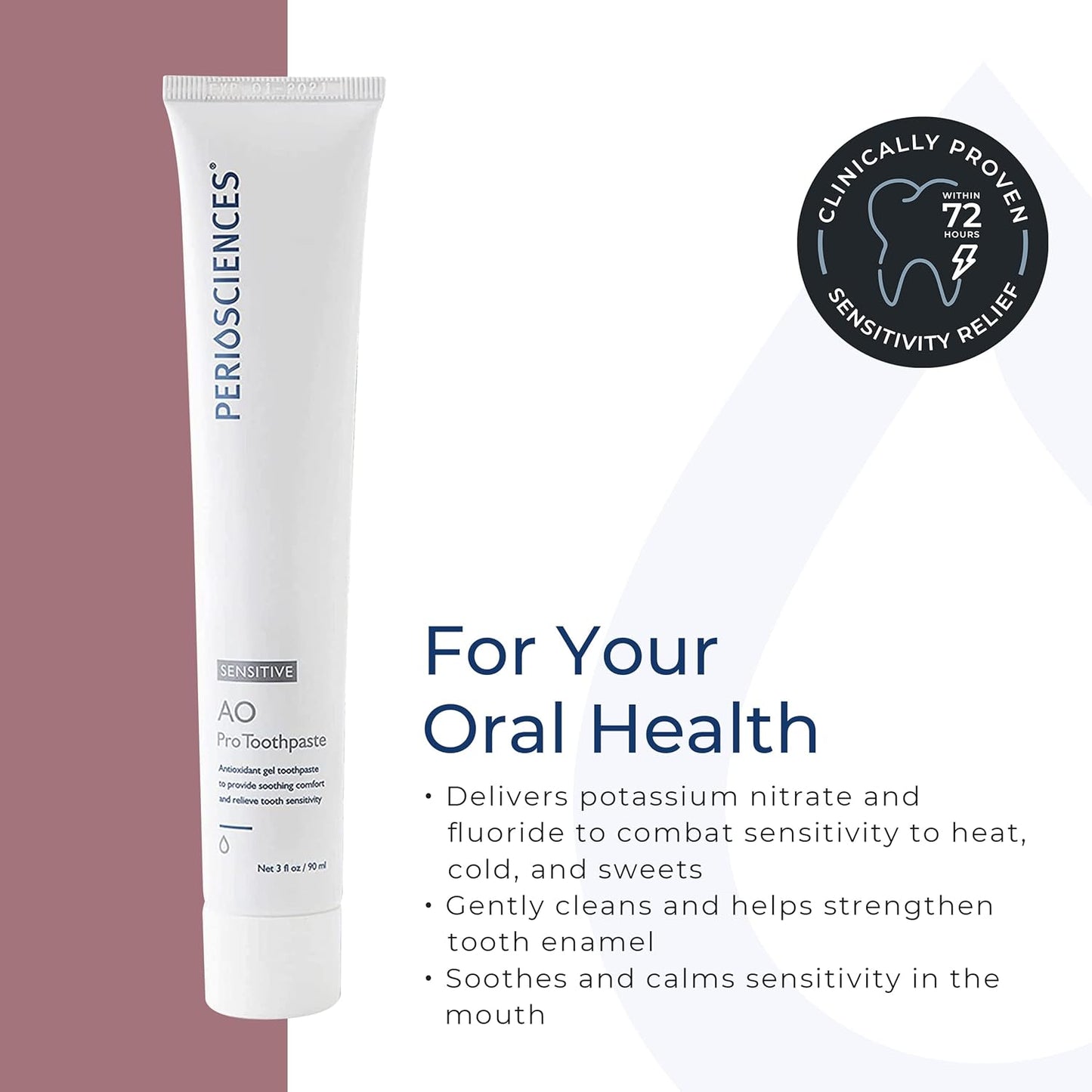 PerioSciences Sensitive AO Pro Toothpaste with Nano Hydroxyapatite 3 fl oz / 90ml - Pack of 2