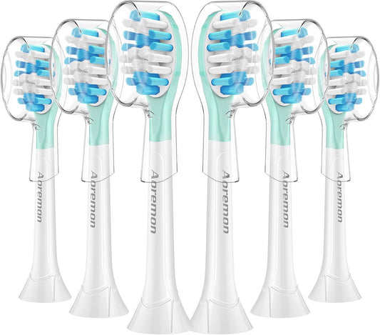 Aoremon Replacement Toothbrush Heads for Philips Sonicare C3 Premium Plaque Control HX9044/65 G3 Gum Care HX9054/65 W3 4100 5100 6100 7500 C1 C2 Flexcare Diamondclean HealthyWhite, 6 Count, White