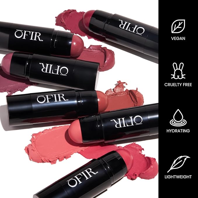 OFIR Cheek Tones Vitamin C Blush Stick | Buildable, Hydrating, Lightweight, Vegan Cream Blush Stick | Non-Transfer, Radiant Finish, Skin-Loving Formula | Dragonfruit - Deep Magenta | 0.21 oz