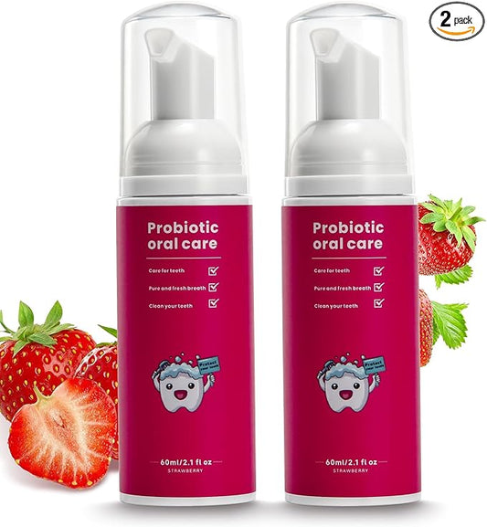 Fluoride Free Foam Kids Toothpaste - ELOTAME 2 Pack Toddler Natural Teeth Cleaning Toothpaste with Strawberry Mint Flavor,Travel for U Shaped Toothbrush