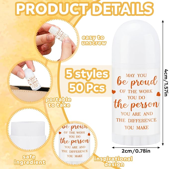 50 Pcs Christmas Mini Lip Balm Pack Thank You Gifts Moisturizer Assorted Flavors Beeswax Natural Ingredients Dry Chapped Lip Care Products for Coworkers Women Friend Men (Proud)