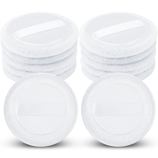 12 Pieces Powder Puffs Cotton Makeup Pads Soft Face Compact Puffs for Loose Setting Pressed Powder, 2.36 Inch (White)