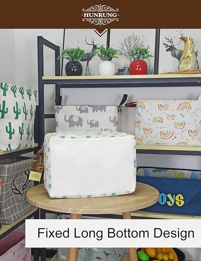 HUNRUNG Rectangle Storage Basket Cute Canvas Organizer Bin for Pet/Children Toys, Books, Clothes Perfect for Rooms/Playroom(Rectangle Pineapple)