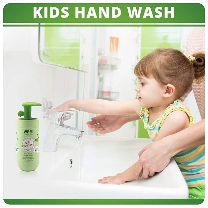 WBM Care Baby Natural Liquid Hand Soap 6.8 oz (Pack of 3) | Gentle Hand Wash with Honey, Wheatgerm & Organic Olive Oil | Moisturizing, Non-Toxic, Safe for Sensitive Skin