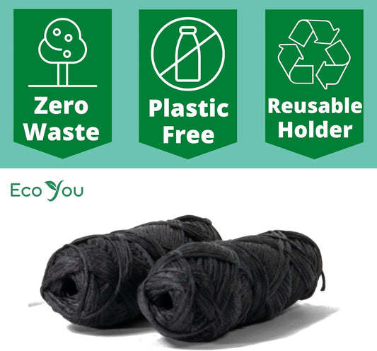 Bamboo Charcoal Dental Floss | Mint & Candelilla Wax | Vegan & Biodegradable (2 Refills Pack)