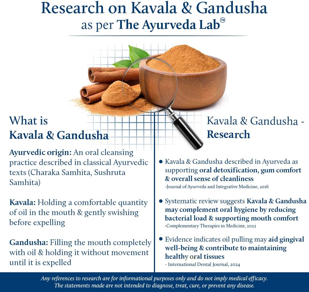 Blue Nectar Cinnamon Mouth Pulling Oil for Kavala Gandusha Oral Hygiene Ritual | Ayurvedic Mouthwash for Fresh Breath,Daily Oral Care & Helps Maintain Fresh Gums (9 Herbs, 3.38 Fl Oz)