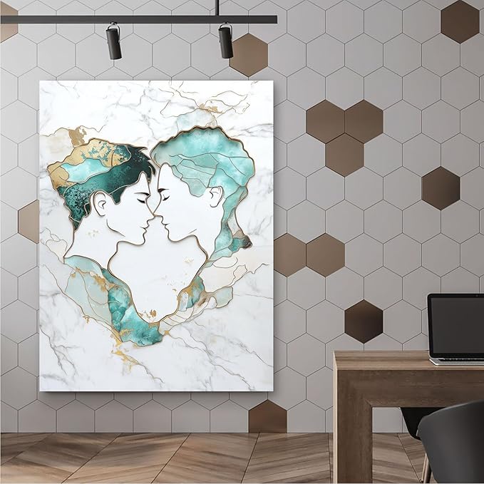 SchindlerBang Male Erotic Art Poster,Colorful LGBTQ+ Couple Canvas Painting,Contemporary Bedroom Decor for Men,Living Room,or Studio,Canvas Art Gift,12x16inch Ready to Hang