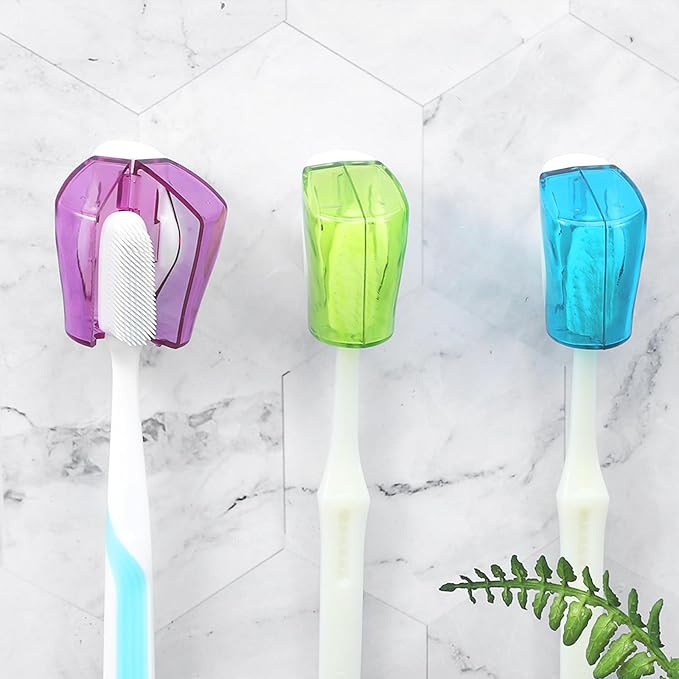 3 Pcs Toothbrush Holder Case with Suction Cup Wall Mounted with Cover Moisture-Proof and Dust-Proof Toothbrushs Storage Organizer Single Slot Design Mini Toothbrush Hanger Rack for Travel