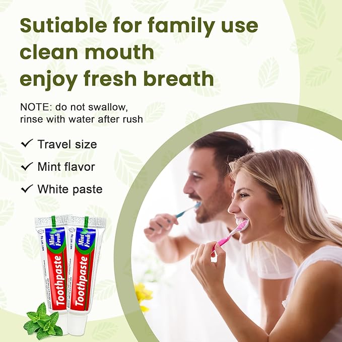 30 pcs Travel Size Toothpaste, 0.176 oz Extra Small Toothpaste Bulk for Hotel, Guests, Homeless, Charity, Mint (Mini Size, Only for Single Use)