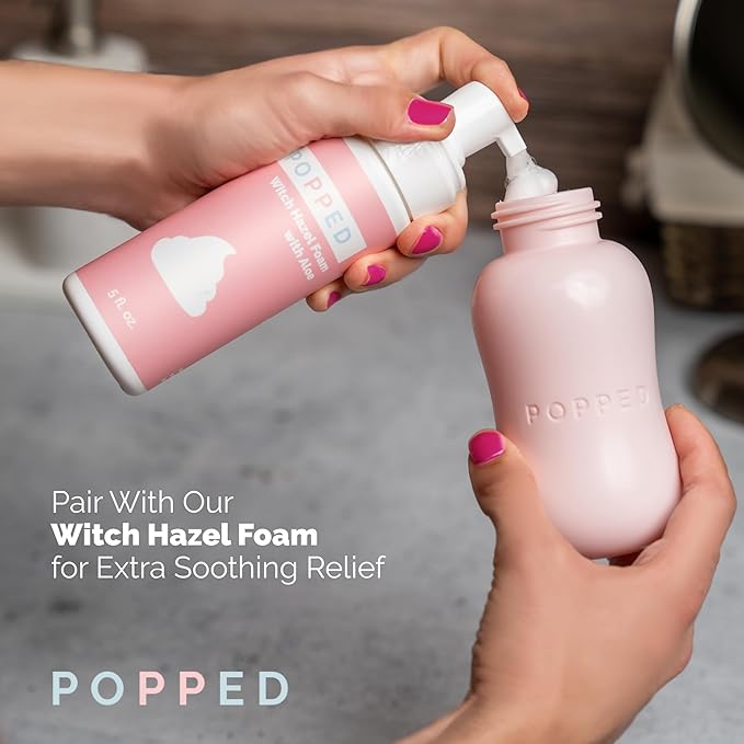 Popped Peri Bottle for Postpartum Care | Portable Bidet | Spray Bottle for Pain Relief, Tears, and Hemorrhoids After Birth | Postpartum Essential (Pink, 10 oz)