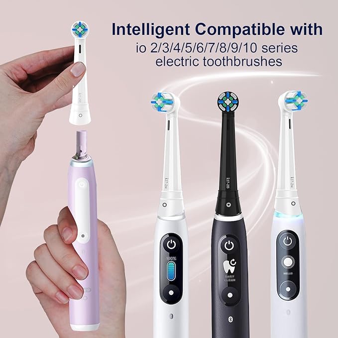 iO Replacement Heads Compatible with Oral B iO 2/3/4/5/6/7/8/9/10/Deep Clean Series Electric Toothbrush, Brush Heads Compatible with Oral B iO with Medium-Hard bristles Care Your Teeth (6 Black/White)