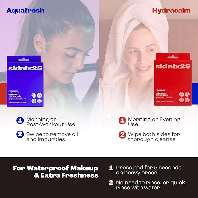 Hydracalm & Aquafresh Facial Cleansing Pads – 40 Individually Wrapped Cotton Wipes | On-the-Go Face Wipes for Travel, Gym & Daily Skincare | Hydrating + Oil-Control Cleansing Pads for All Skin Types