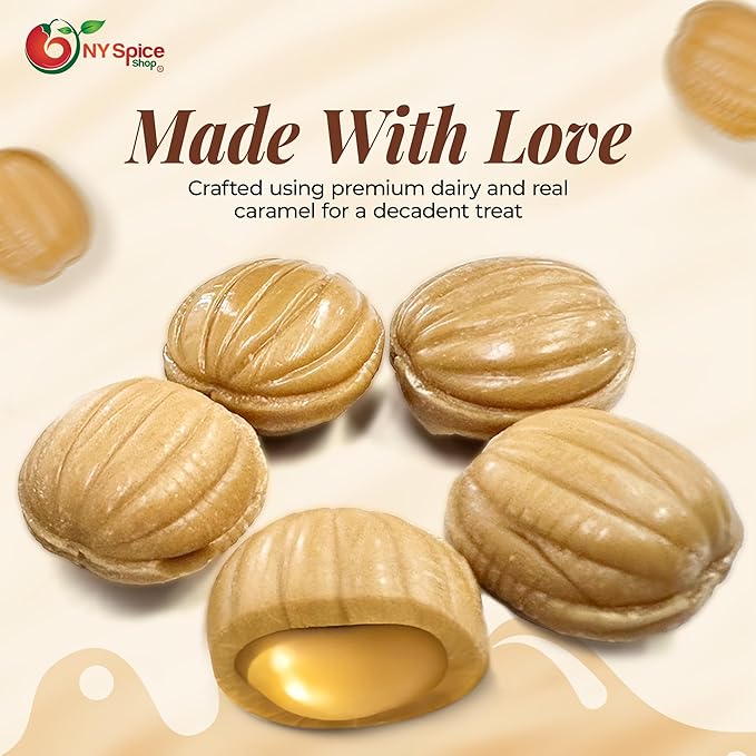 NY Spice Shop Caramel Cream Hard Candies - 1 Pound Individually Wrapped Caramel Flavored Candy Bulk - Best Candy for Party Decorations