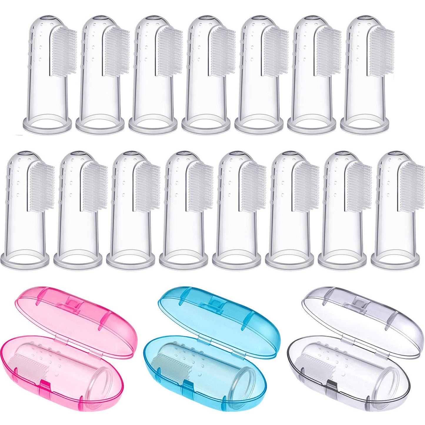 Boao 36 Pcs Baby Finger Toothbrushes with Storage Case Infant Toddlers Teeth Brushes Soft Silicone Baby Tongue Cleaners for Oral Cleaning Tooth Training Supplies