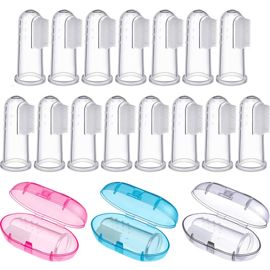 Boao 36 Pcs Baby Finger Toothbrushes with Storage Case Infant Toddlers Teeth Brushes Soft Silicone Baby Tongue Cleaners for Oral Cleaning Tooth Training Supplies