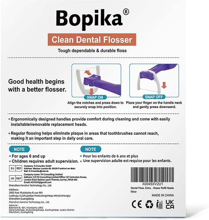 Bopika Dental Floss, Extra Strength Floss with 2 Dental Floss Handles and 240 flosser Refill Heads