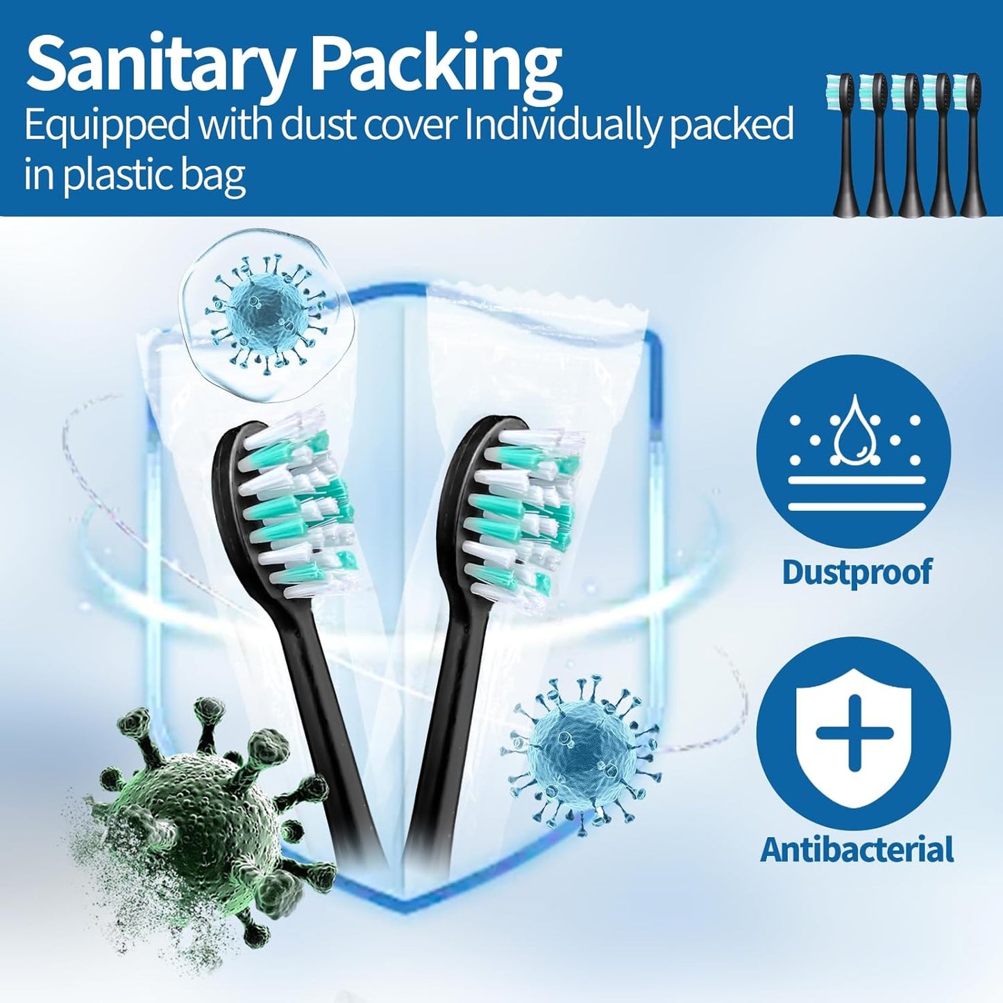 5 Pack Toothbrush Heads Compatible with Kingheroes,Soft Brush Bristles Electric Toothbrush Replacement Heads Compatible with Kingheroes