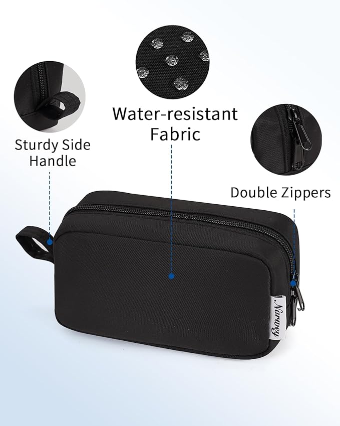 Narwey Small Makeup Bag for Purse Travel Makeup Pouch Mini Cosmetic Bag Zipper Pouch for Women (Black, Small)