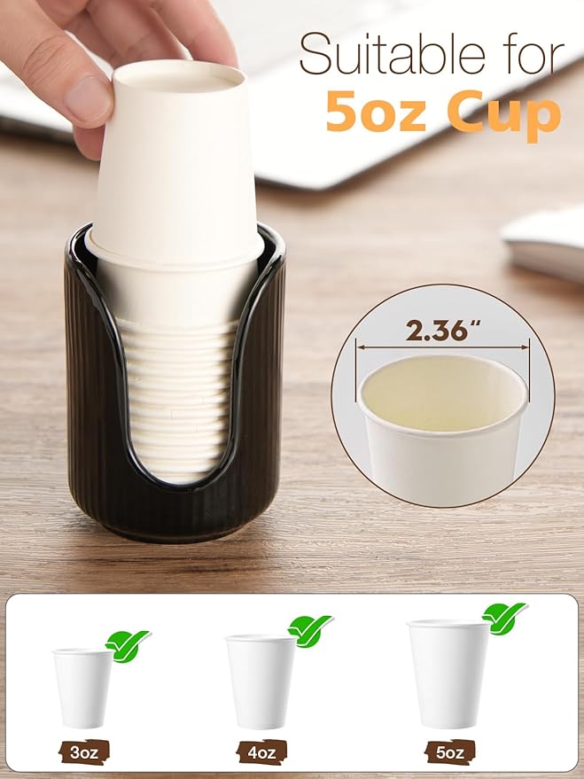 Bathroom Cup Dispenser, 3oz-4oz Ceramic Paper Cup Holder, Small Countertop Mouthwash Dixie Cups Accessories, for Vanity Countertops, Bathroom, Kitchen, and Dining Room