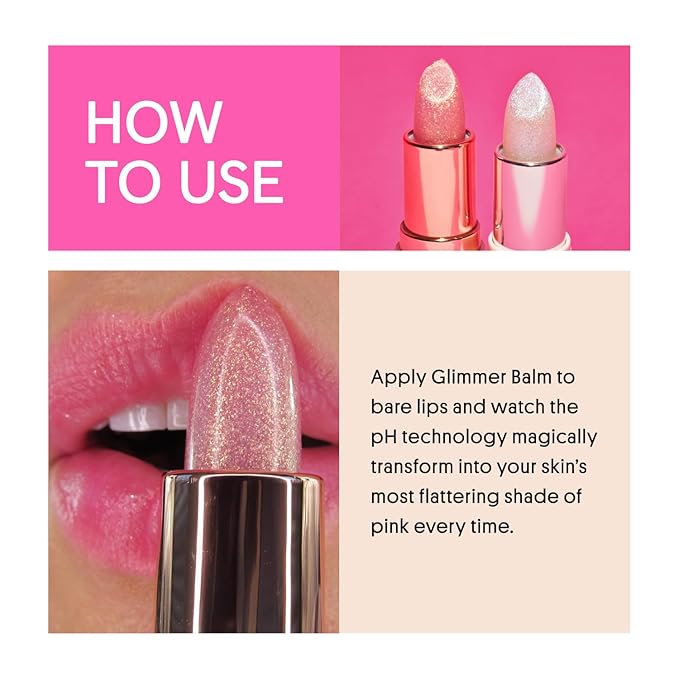 Winky Lux Rosé Glimmer Balm -Hydrating ph Lip Balm, Natural Pink Tint with pH Color Changing, Moisturize & Soften Lips While Leaving Sheer Pink Tint, with Vanilla Scent