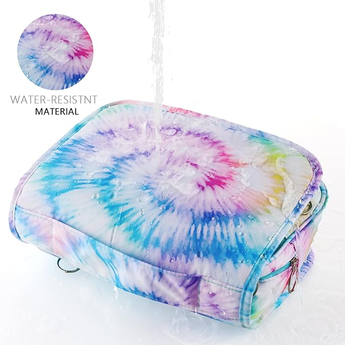 Kids Hanging Toiletry Bag for Girls, Travel Toiletry Bag for Teen Girls Tie Dye Cosmetic Makeup Waterproof Wash Bag Traveling Toiletries
