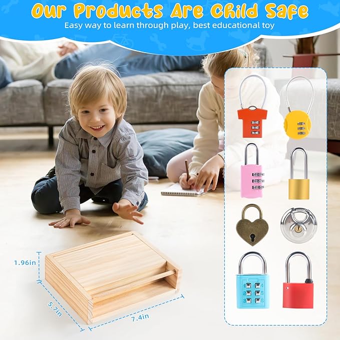 Montessori Toys for 3 4 5 Year Old,Montessori Lock and Key Toy Set,Wooden Montessori Materials,Kids Tool Set,Preschool Learning Sensory - Fine Motor Skills - STEM Toys