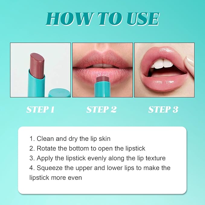 Charm Kiss Lip Tint Hydrating, Sheer Strength Hydrating Lip Tint,Powerful Moisturizing Lipstick Water Lipstick Natural Ingredients, Non-Sticky And Long-Lasting(3# Muted Rose)