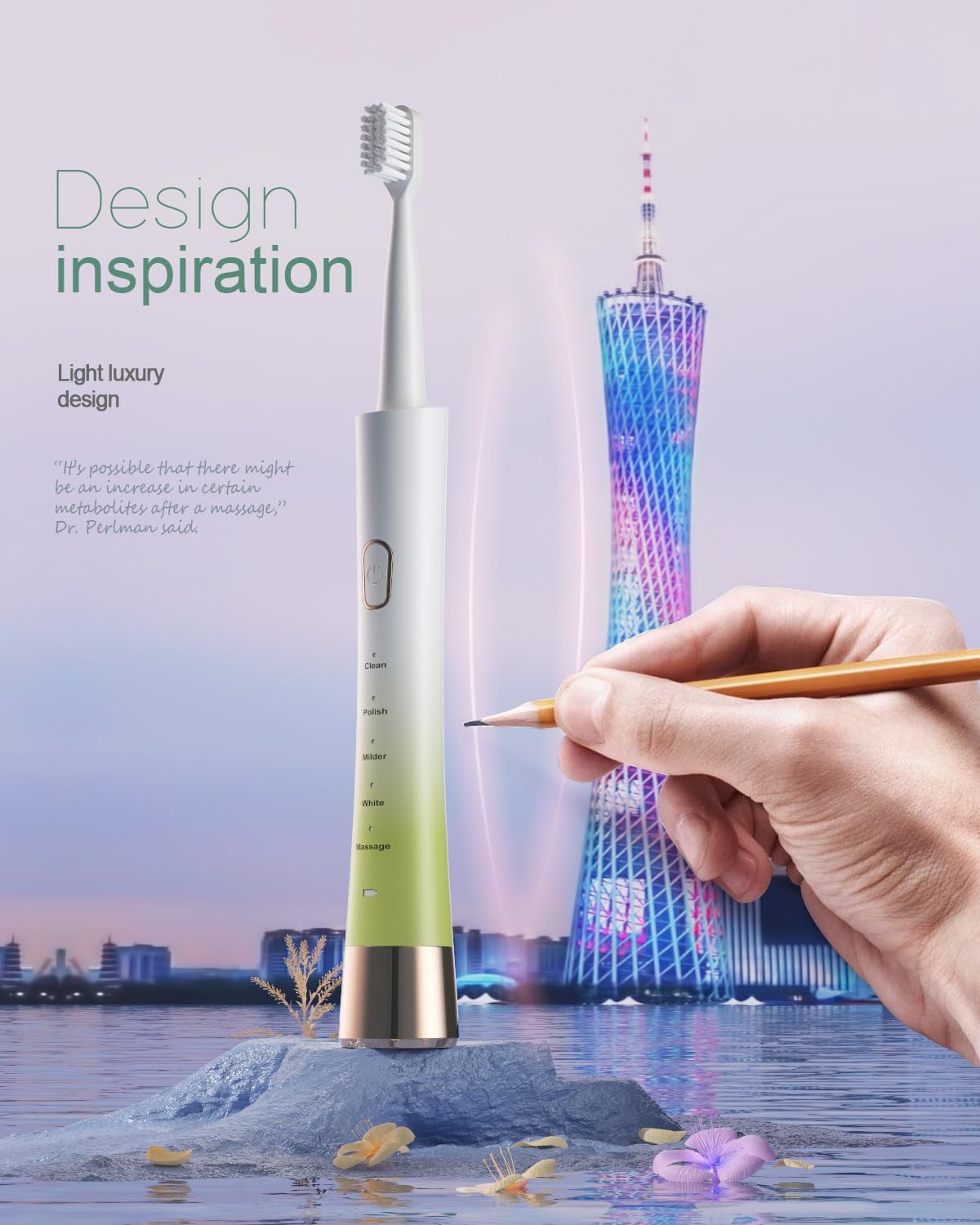 Upgrade Sonic Electric Toothbrush for Adults, 8 Replacement Brush Heads, Rechargeable Electric Toothbrush with 2-Minutes Timer IPX7 Water-Proof, for Indoor & Outdoor, White & Green Gradient