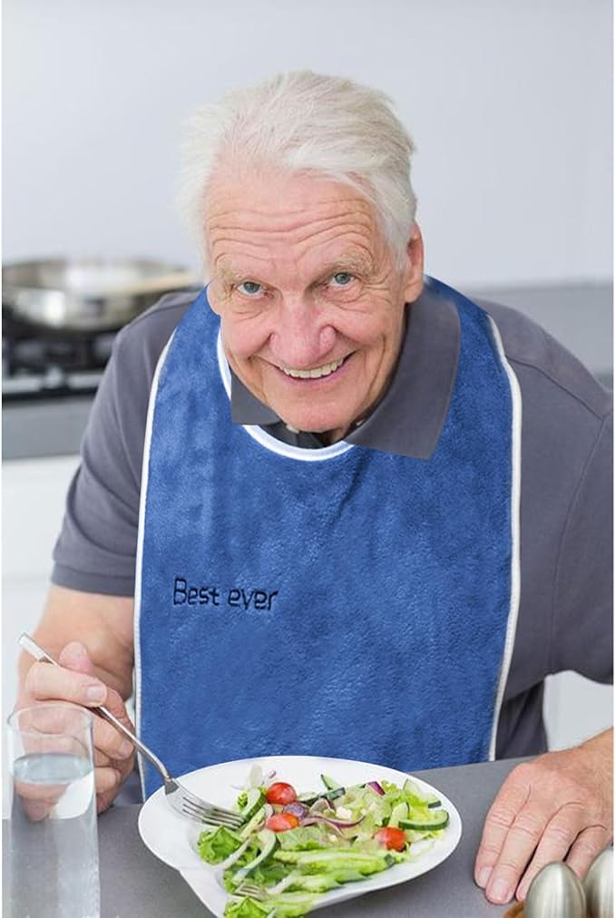 3 Pack Adult Bibs, Microfiber Super Soft Eating Cloth for Adults, Disabled, Adjustable, Dining Clothing Protector