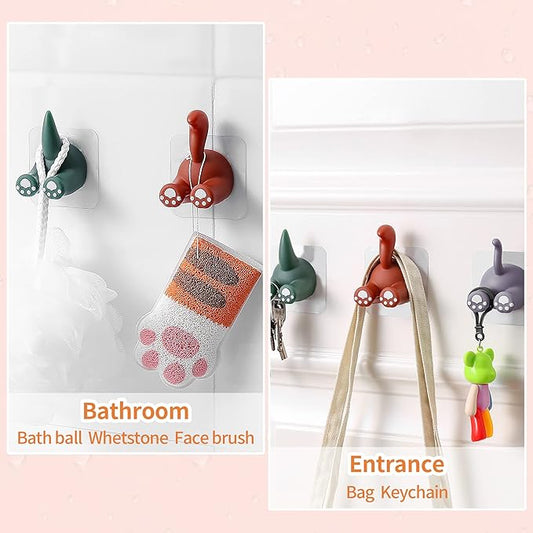 Kids Toothbrush Holder Multi-Purpose Animal Tail Hooks, Kitchen Bathroom Utility Hanger, Wall Mounted Cute Animal Tail Holder for Hanging Towel Key Hat -2 Pack