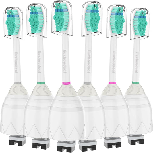 Toothbrush Replacement Heads for Philips Sonicare E-Series, Essence, Elite, Advance, CleanCare Screw-on Electric Toothbrush Heads HX7022/66, 6 Pack