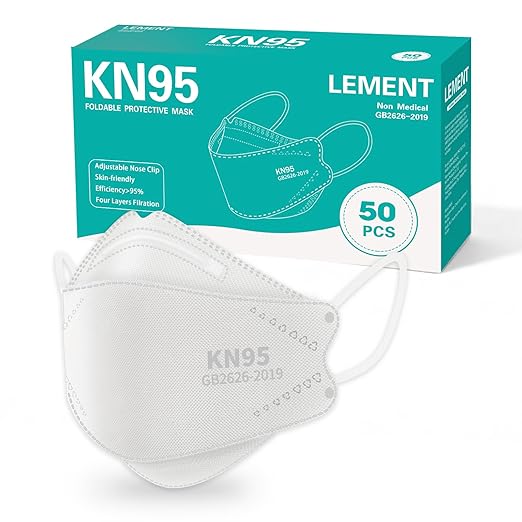 LEMENT KN95 Face Masks 50 Pack,Breathable Comfortable Disposable KN95 Mask For Adults